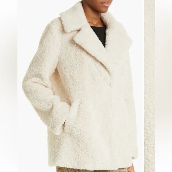 ALC Faux Fur Teddy Coat in Cream/Stone - Size Small - Picture 2 of 10